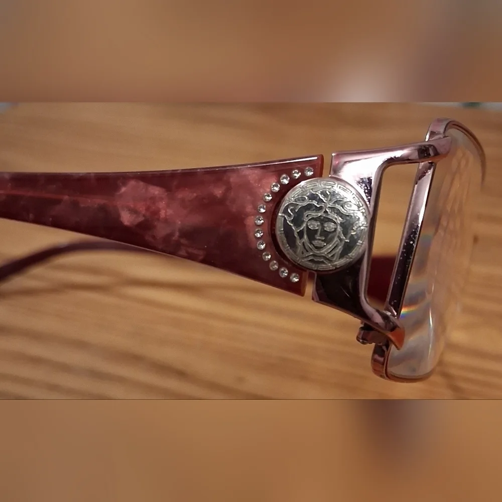 EUC Versace MOD 1142B Burgundy Marble & Silver Tone Reading Eye Glasses Frames